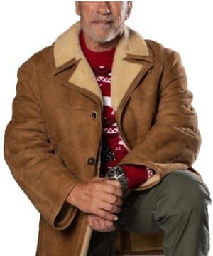 World of Tanks 2023 Arnold Schwarzenegger Brown Leather Jacket