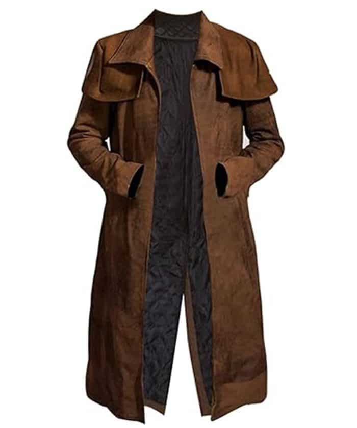 A7 Fallout NCR Ranger Duster Brown Leather Coat Men