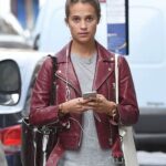 ALICIA VIKANDER MAROON LEATHER JACKET