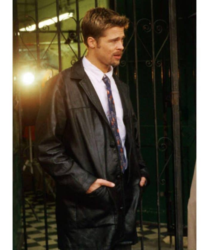 Brad Pitt Seven Movie David Mills Black Leather Jacket