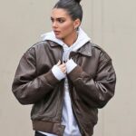 Kendall-Jenner-Brown-Bomber-Leather-Jacket