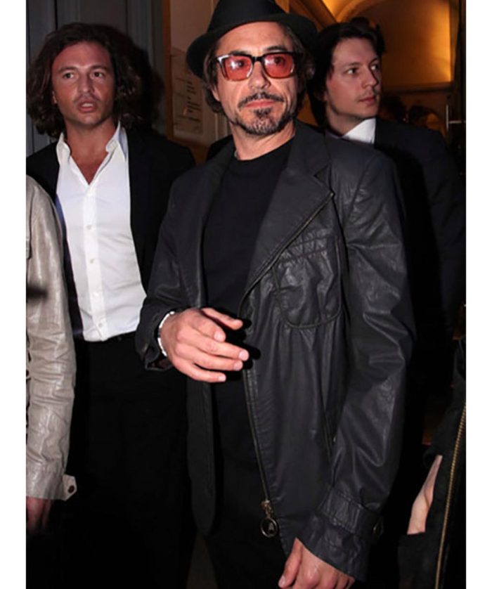ROBERT DOWNEY JR LEATHER BLACK BLAZER