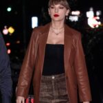 Taylor-Swift-Brown-Leather-Coat