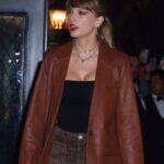 Taylor-Swift-Brown-Leather-Coat