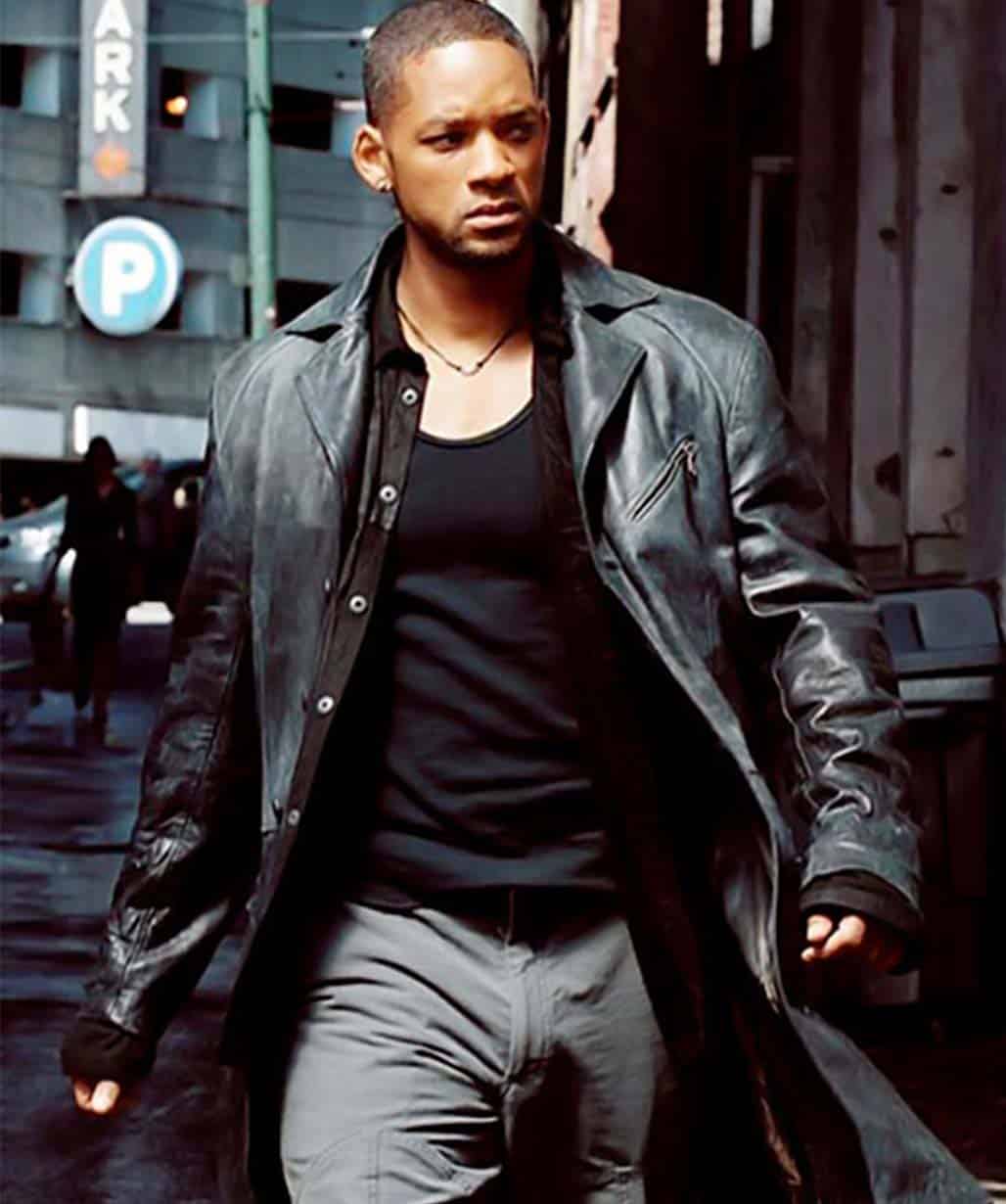 WILL SMITH I ROBOT LEATHER LONG COAT