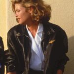 Kelly Mcgillis Top Flight Pilot Gun Black Leather Jacket