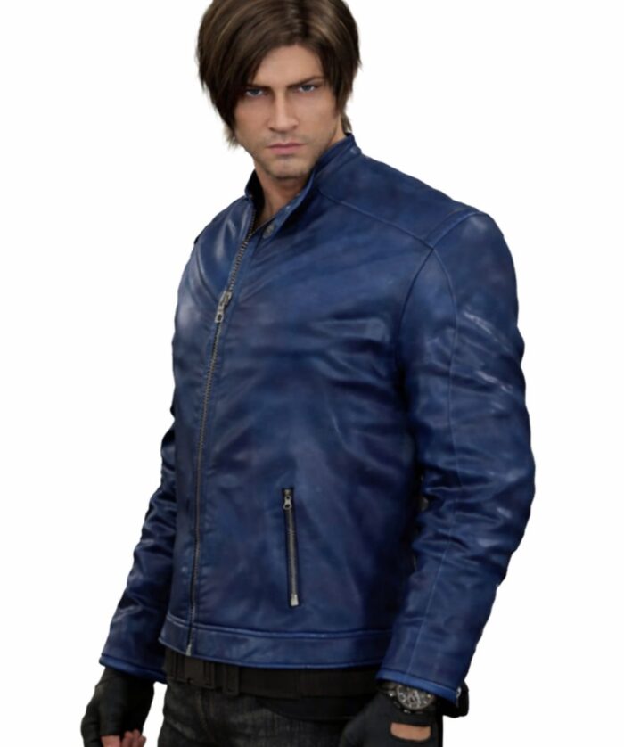 Resident Evil Death Island Leon Kennedy Blue Leather Jacket