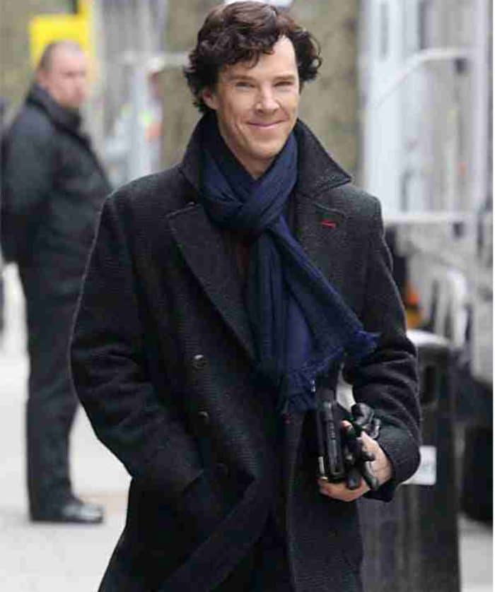 Sherlock Holmes Wool Black Trench Coat