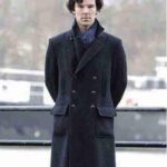 Sherlock Holmes Wool Trench Coat in black