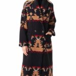 Yellowstone Beth Dutton Black Printed Wool Coat