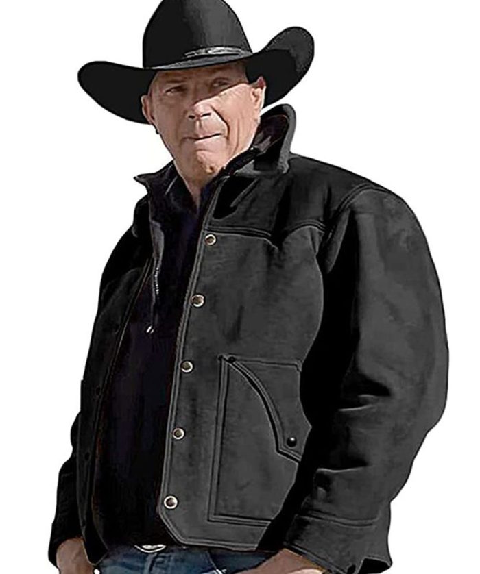 Yellowstone John Dutton Black Suede Leather Jacket