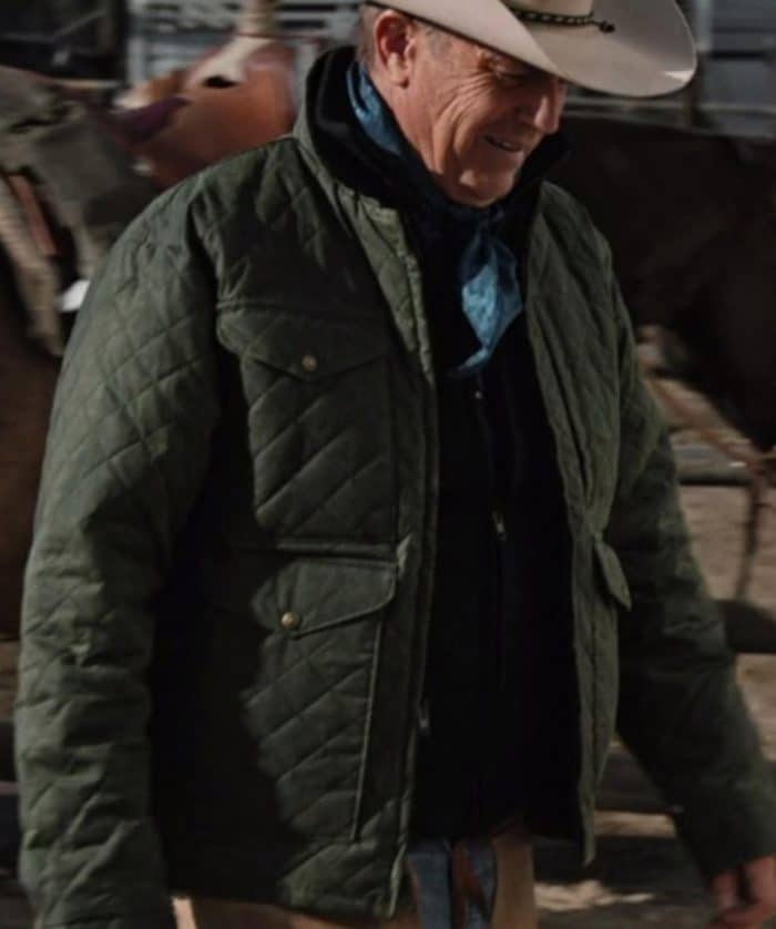 Yellowstone Kevin Costner Green Quilted Jacket