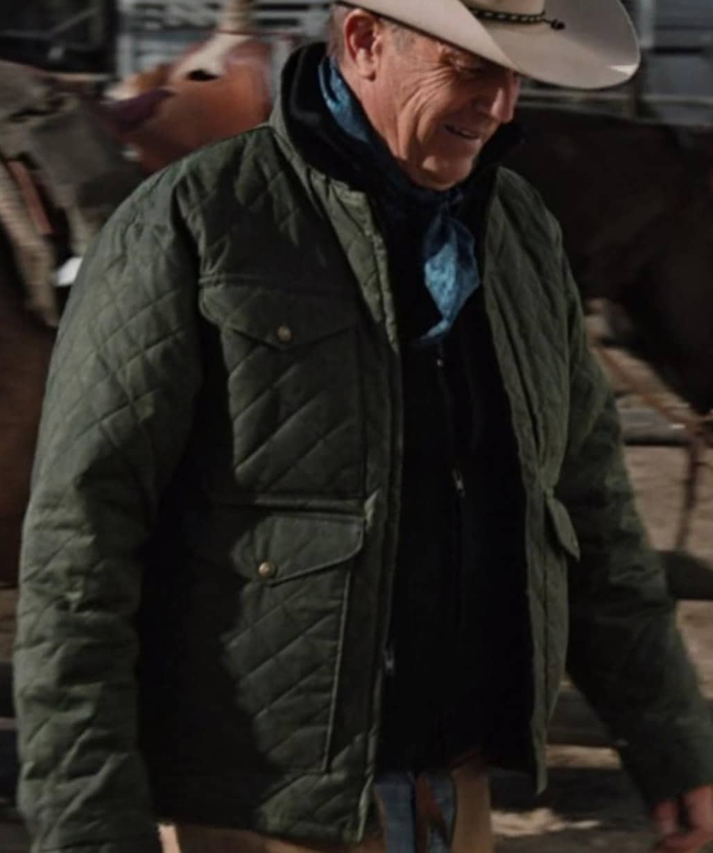 yellowstone-kevin-costner-green-quilted-jacket