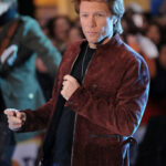 Bon Jovi Maroon Suede Leather Jacket
