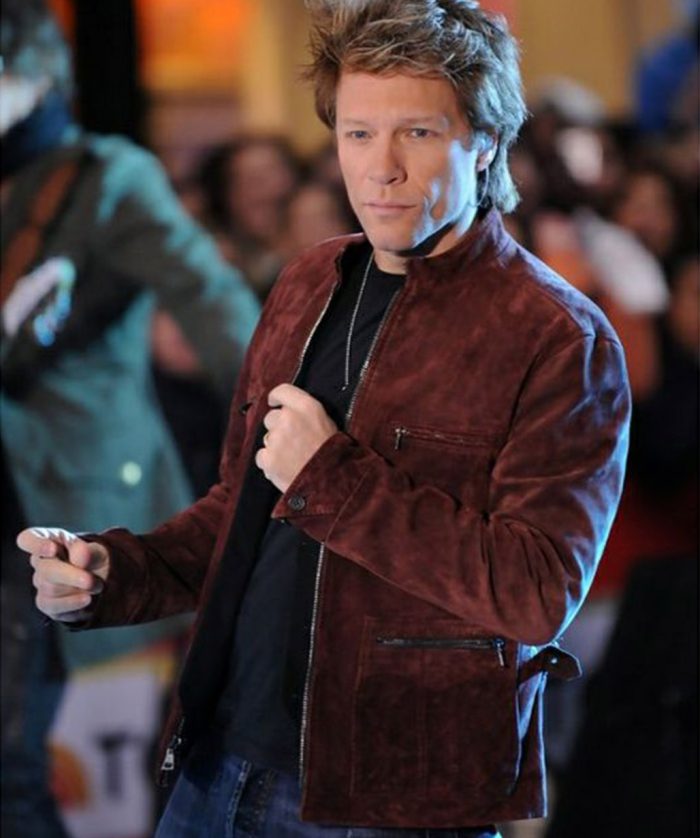 Bon Jovi Maroon Suede Leather Jacket