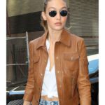 Gigi-Hadid-Brown-Leather-Jacket