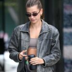 Hailey-Bieber-Black-Distressed-Leather-Jacket