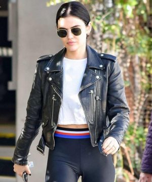 Lucy-Hale-Black-Biker-Leather-Jacket