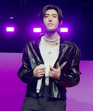 Sunghoon Black Leather Jacket Men