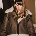 Taylor Swift Shearling Brown Aviator Leather Jacket