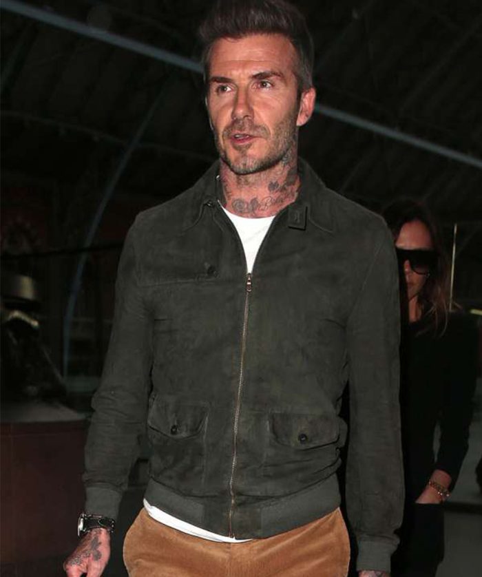 David Beckham Green Suede Leather Jacket