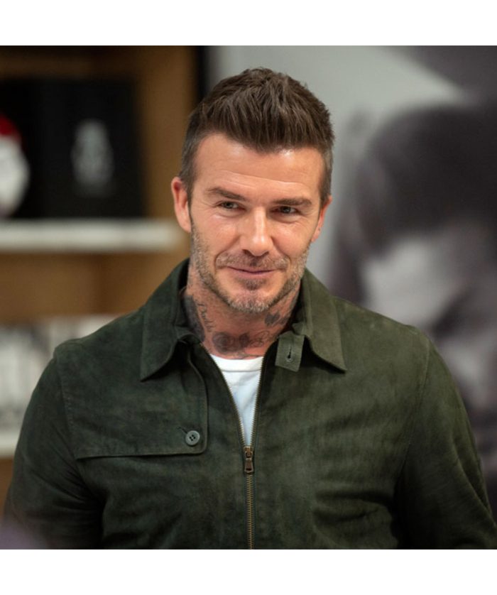 David Beckham Green Leather Jacket