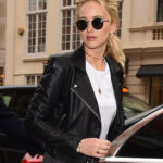 Jennifer Lawrence Black Biker Leather Jacket Women