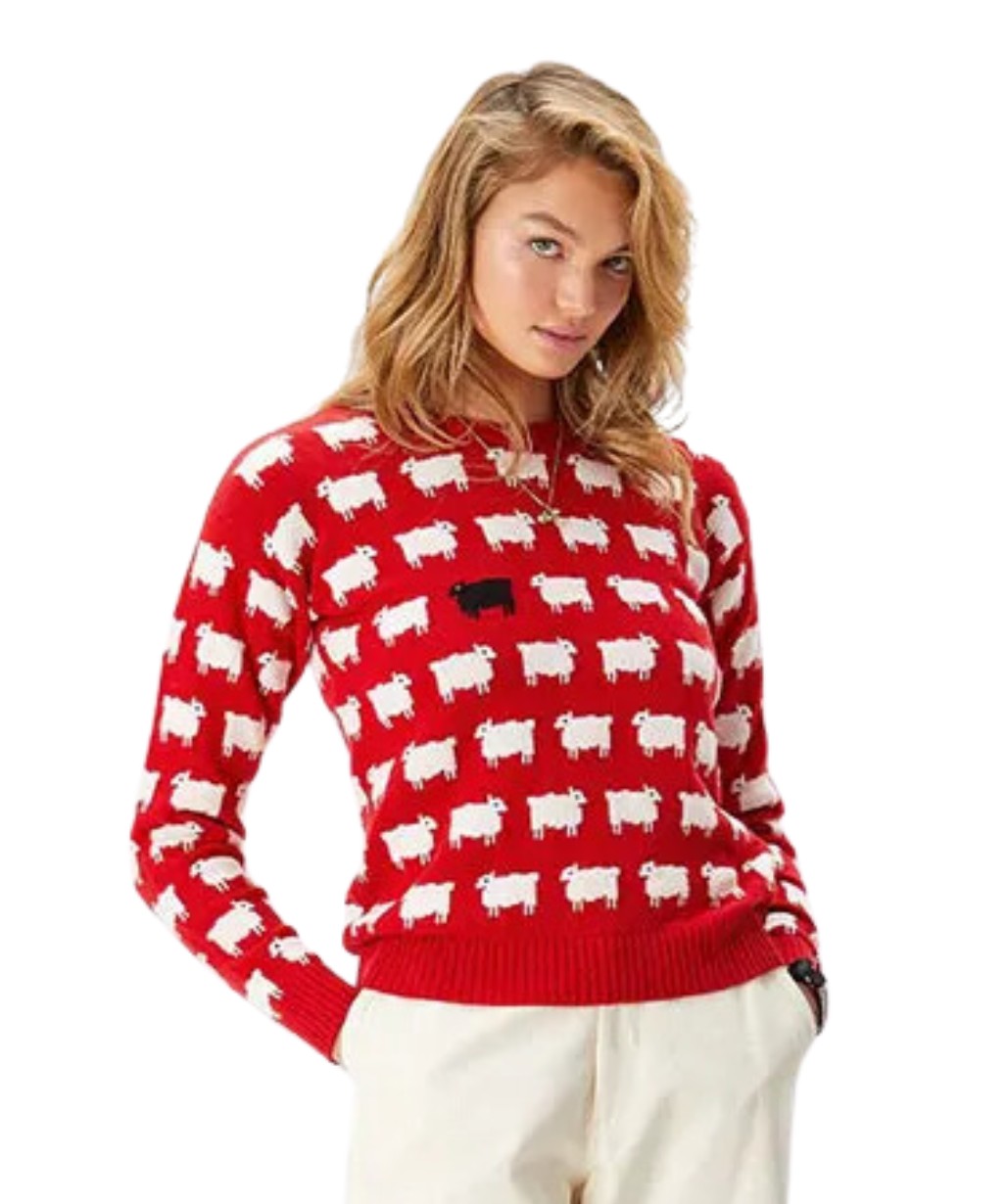 DIANA CHECKERED CHARCOAL KNIT SWEATER TOP main image 1