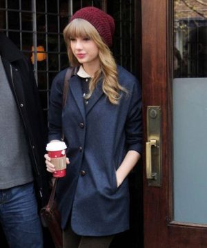 Taylor Swift Women Fashion Blue Wool Coat