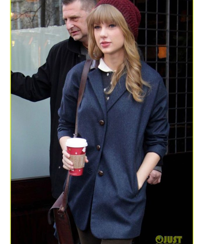 Taylor Swift Women Fashion Blue Coat