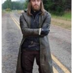 The Walking Dead Tom Payne Trench Brown Leather Coat
