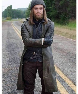 The Walking Dead Tom Payne Trench Brown Leather Coat