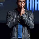 Chadwick Boseman Grey Leather Jacket