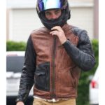 Chris Pine Biker Brown Leather Jacket