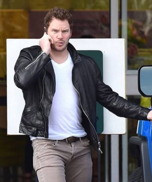 Chris Pratt Black Leather Jacket