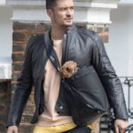 Orlando Bloom Black Biker Leather Jacket