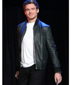 Richard Madden Black Bomber Leather Jacket