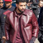 Drake Film Festival Maroon Bomber Leather Jacket