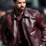 Drake Film Festival Maroon Leather Jacket