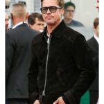 Brad Pitt Black Suede Jacket