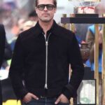 Brad Pitt Black Suede Leather Jacket