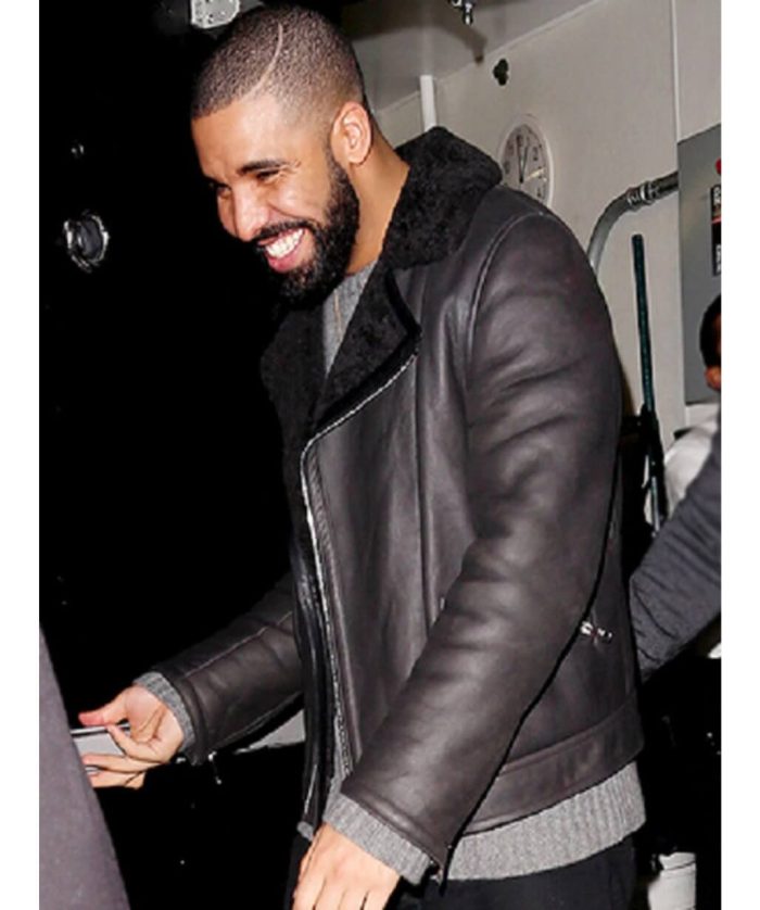 Drake Black Aviator Shearling Jacket