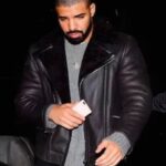 Drake Black Aviator Shearling Leather Jacket