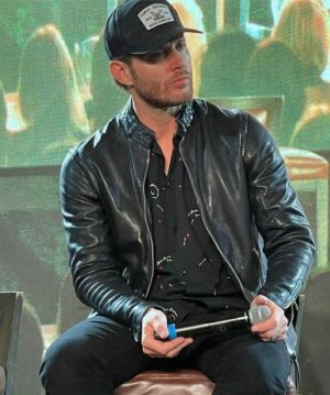 Jensen Ackles Black Leather Jacket