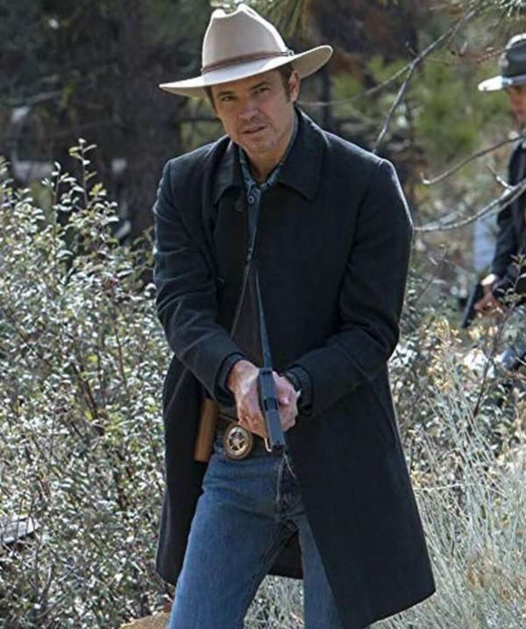 Justified Raylan Givens Black Trench Coat - USA Leather Factory