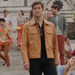 Lucas Bravo Emily in Paris Gabriel Brown Leather Jacket