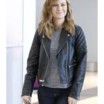 Brie Larson Quilted Shoulders Leather Jacket