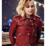 Emilia Clarke Last Christmas Kate Red Leather Jacket
