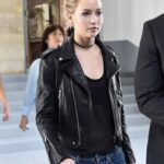 Jennifer Lawrence Black Biker Leather Jacket