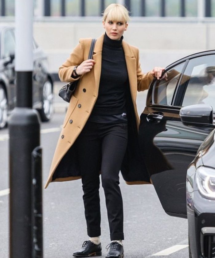 Jennifer Lawrence Red Sparrow Brown Wool Trench Coat